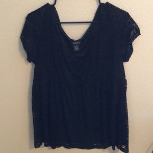 TORRID Black lace babydoll tee
